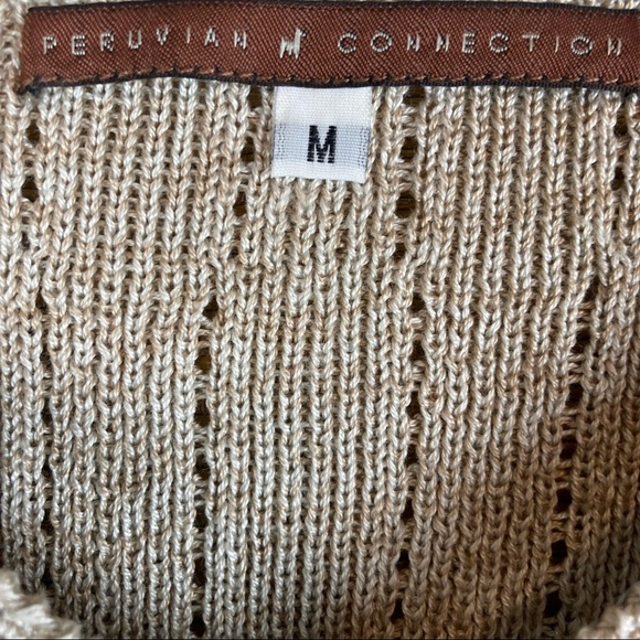 Peruvian Connection 100% pima cotton pullover sweater in oatmeal Size M - Picture 3 of 6